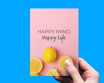 Karte "Happy Mind. Happy Life.", Postkarte "Mindfullness", Karte Glück, Motivationskarte, Affirmationskarte, Postkarte Happy,