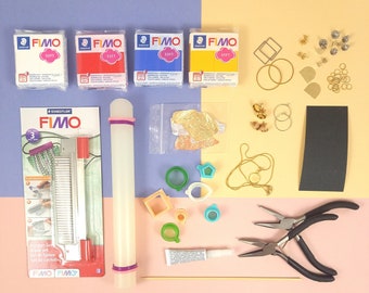 DIY-Starter-Set Polymerton, DIY-Set Schmuckherstellung, Kreativ-Set, DIY Ohrring Set, Polymer Clay Kit, Bastelbox, Bastelgeschenk