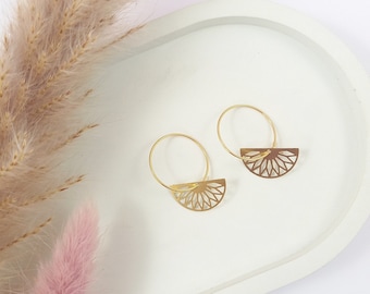 Real gold hoop earrings. Boho hoop earrings gold. Golden boho hoop earrings. 18k gold plated hoop earrings. Golden hoop earrings. Creole with pendants.
