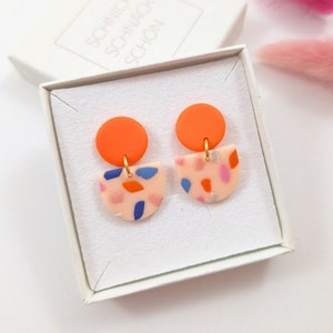 Terrazzo earrings "Toni". Earrings Terazzo. Orange earrings. Statement terazzo earrings. Colorful earrings. Schnick Schnack Nice. Gift