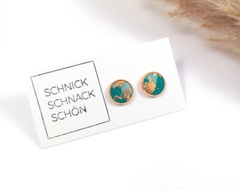 Ohrringe smaragdgrün. Grüne Ohrringe in rosegoldener Fassung. Ohrstecker grün. Muttertagsgeschenk.Ohrstecker rosegold. Schnick Schnack Schön