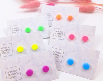 Mini stud earrings neon. Small stud earrings neon, colorful small mini stud earrings, Schnick Schnack Beautiful. Colorful jewelry. Gift for girlfriend