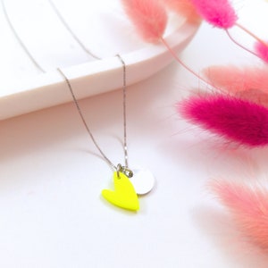 Neon Herz Kette, Halskette mit handgemachten Herz-Anhänger in Neon-Farben, Kette mit Neon-Herz, Herz halskette Neon, Geschenk Freundin Bild 6