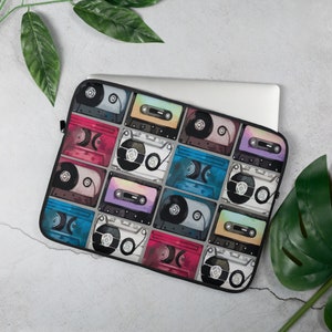 Gemengde tape, cassettebandjes laptophoes, 13 inch, 15 inch, iPad, hoes, hoes, MacBook, Dell, Surface, pc, Apple, muziek, boombox, radio