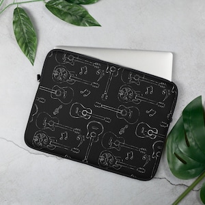 Guitar Laptop Sleeve, 13 inch, 15 inch, iPad, Case, Cover, Macbook, Dell, Surface, PC, Apple, Music, Bass, Old School, Rock & Roll
