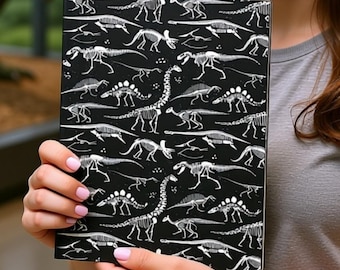 Dinosaur Bones Spiral Notebook, T Rex Fossil Hardcover Journal, Jurassic Dino Lover Gift, Kids School Notebook, Paleontology Journal
