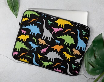 Dinosaurs Laptop Sleeve, 13 inch, 15 inch, Case, Protective, Cover, PC, Apple, Jurassic, Paleontology, Extinct, Rawr, Fossils Skeleton Bones