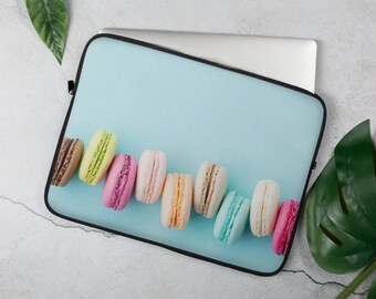 Macaron Laptop Sleeve, 13 inch, 15 inch, iPad, Case, Protective, Cover, Neoprene, Macbook, Dell, Chromebook, PC, Apple, French, Bake, Sweets