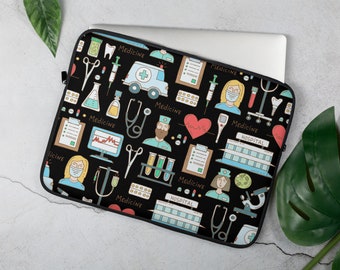 Doktor, Krankenschwester, Laptoptasche, 13 Zoll, 15 Zoll, iPad, Hülle, Schutz, Abdeckung, Neopren, Macbook, HP, Dell, Chromebook, Apple, Medizinisch, EMT