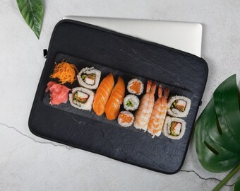 Sushi Laptop Sleeve, 13 inch, 15 inch, iPad, Case, Protective, Cover, Neoprene, Macbook, Dell, Chromebook, PC, Apple, Japanese, Sashimi Fish