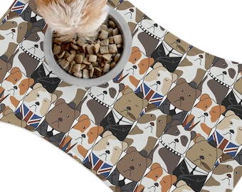 English Bulldog Pet Feeding Mat (4 Shapes), London Bulldogs Pet Placemat, Cute Dog Bowl Mat, Non Slip Pet Placemat, Puppy Pet Lover Gift