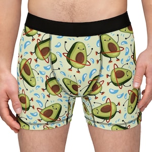 Calzoncillos bóxer de aguacate, ropa interior divertida con motivos de comida, shorts de aguacate con aro de hula-hula, regalo original y divertido para novio o esposo, ropa de estar por casa original y divertida para amantes de la comida.