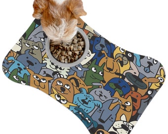 Cute Dog Faces Dog Face Pet Feeding Mat (4 Shapes) Kawaii Pet Placemat, Cute Puppy Food Bowl Mat, Non Slip Pet Placemat, Pet Lover Gift