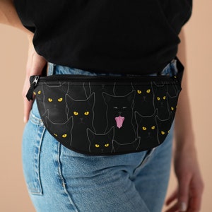 Black Cat Fanny Pack - Hip Pack, Pocket, Belt Pouch, Retro,  Street Wear, Safe, School, Work, Travel, Vacation, Purse, Wallet, Market, Store