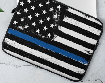 Blue Line Laptop Sleeve, 13 inch, 15 inch, iPad, Case, Protective, Cover, Neoprene, Macbook, Dell, Chromebook, Surface, Acer, PC, Apple