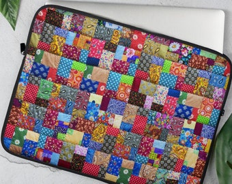 PRINTED Quilt Patterned Laptop Sleeve, 13 inch, 15 inch, iPad Case, Protective Cover Neoprene, Macbook Dell Chromebook Surface Acer PC Apple