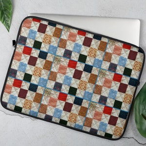 PRINTED Quilt Patterned Laptop Sleeve, 13 inch, 15 inch, iPad Case, Protective, Cover Neoprene Macbook Dell Chromebook Surface Acer PC Apple