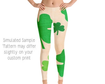 SHAMROCK Leggings, Capri, Plus, Kids, Shorts, Joggers, Shamrocks, Four leaf clover, Luck, Lucky, Irish, St Patty's day, -StPatrick's5