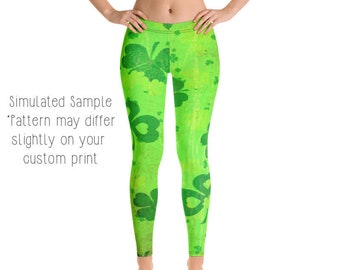 SHAMROCK Leggings, Capri, Plus, Kids, Shorts, Joggers, Shamrocks, Four leaf clover, Luck, Lucky, Irish, St Patty's day, -StPatrick's1