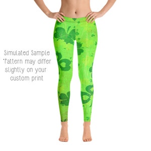 SHAMROCK Leggings, Capri, Plus, Kids, Shorts, Joggers, Shamrocks, Four leaf clover, Luck, Lucky, Irish, St Patty&#39;s day, -StPatrick&#39;s1