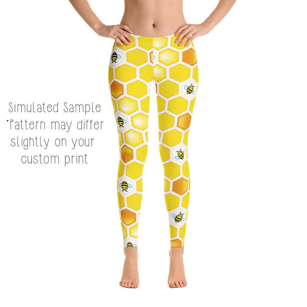 HONEYCOMB Leggings, Capri, Plus, Kids, Shorts, Joggers, Sweet, Tea, Summer, Flowers, Food, Delicious, Bees, Honey, Pollen, -Honey2