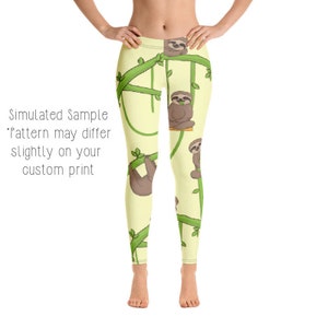 SLOTH Leggings, Capri, Plus, Kids, Shorts, Joggers, Hanging, Animal, Forest, Palm leaves, Zoo, Wild, Flash, Claws, Slow, -Sloth12