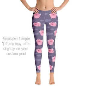PIGGY Leggings, Capri, Plus, Kids, Shorts, Joggers, Pig, Pigs, Oink, Farm animal, Flowers, Pigs Fly, Playful, Cute, Snout, Plump, -Pigs2