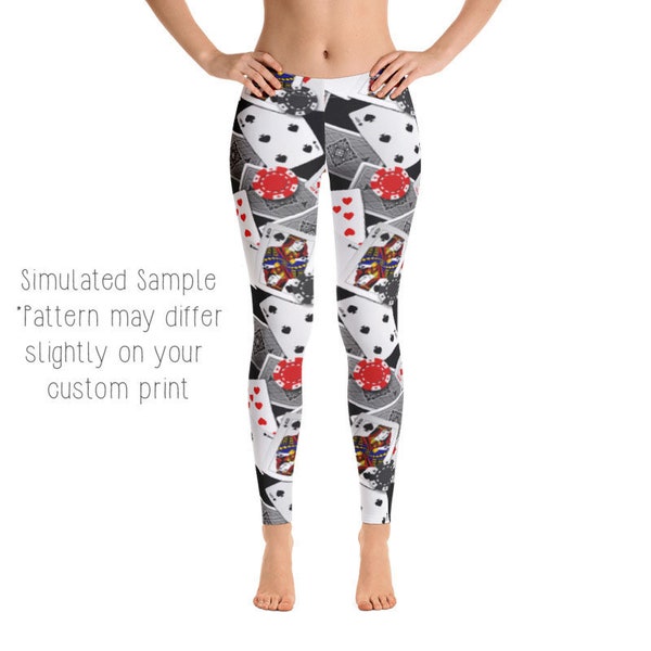 POKER Leggings, Capri, Plus, Kids, Shorts, Joggers, Blackjack, Deck of Cards, Chips, Gamble, Gambling, Texas Holdem, Las Vegas, Gambler