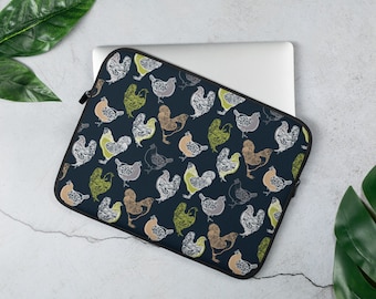 Chicken Laptop Sleeve, 13 inch, 15 inch, iPad, Case, Protective, Cover, Neoprene, Macbook, Dell, Chromebook, Surface, Acer, PC, Apple, Farm