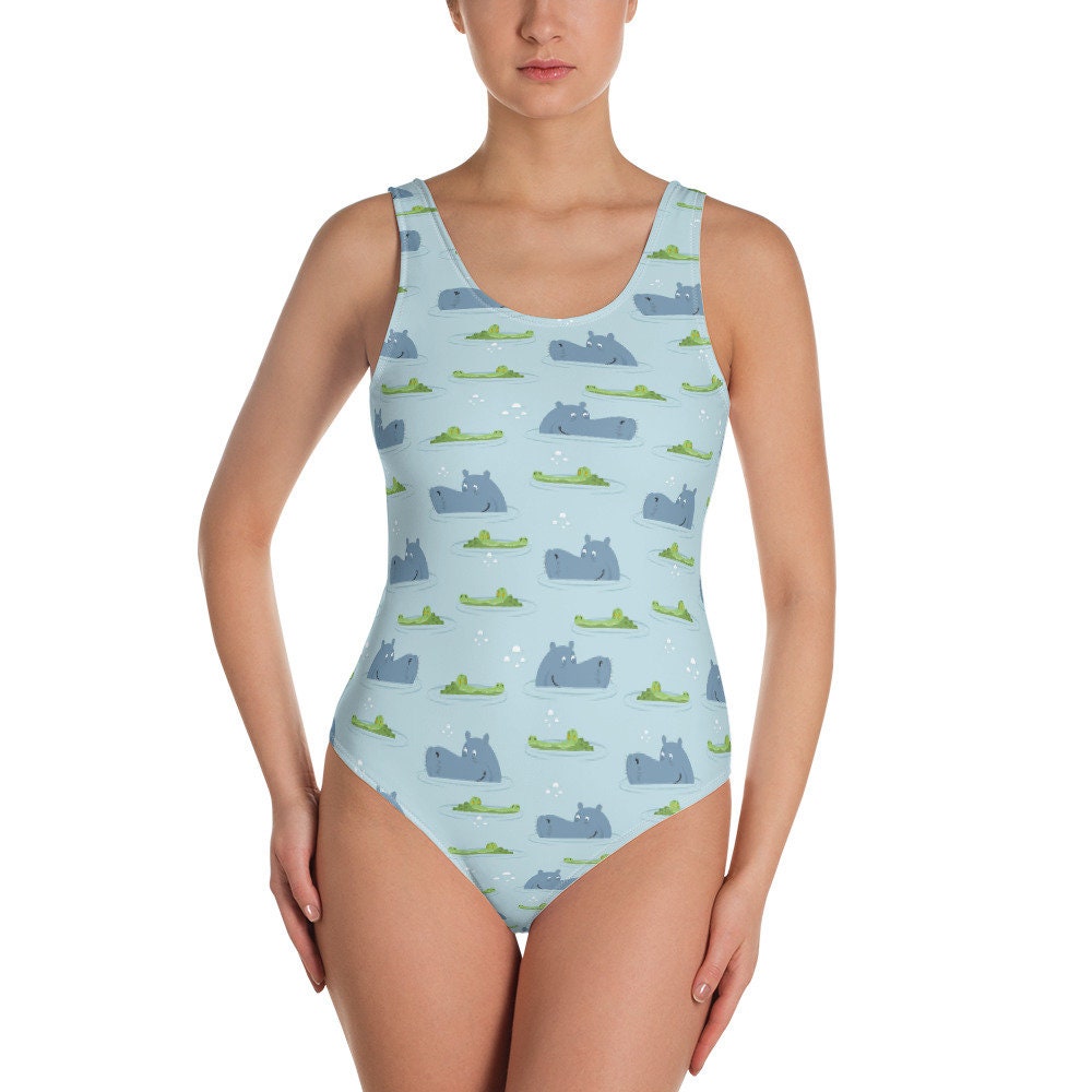 Discover Hippos and Crocodile Print Bikini, swimsuit, Bathing Suit - Women's, Youth, Kids, Children Tanning, Sun, Ocean, Vacation, Cruise, Zoo, Anima