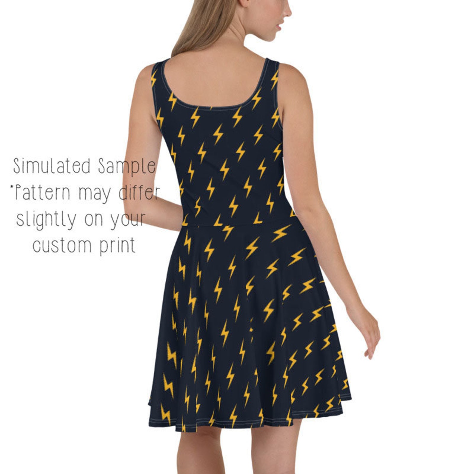 Lightning Bolt Flowy Skater Dress Stretchy Fitted Dress Etsy