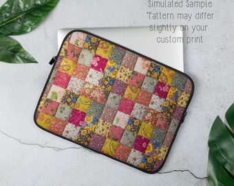 Gedruckte Quilt gemusterte Laptop-Hülle, 13 Zoll, 15 Zoll, iPad-Hülle, Schutzhülle, Neopren Macbook Dell Chromebook Surface Acer PC Apple