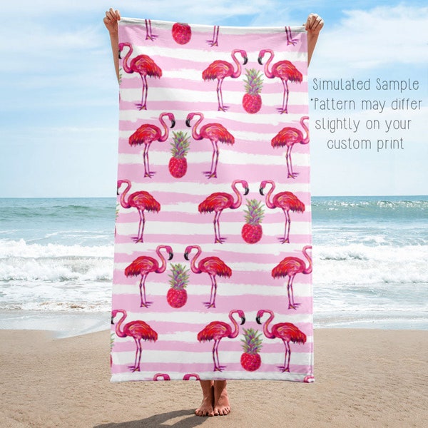 Flamingo Towel - Beach, Kitchen, Bath, Swimming Pool, Camping, Hiking, Boating, Gym, Sunbathing, Tanning, Concert, Vacation, Bathroom Cruise