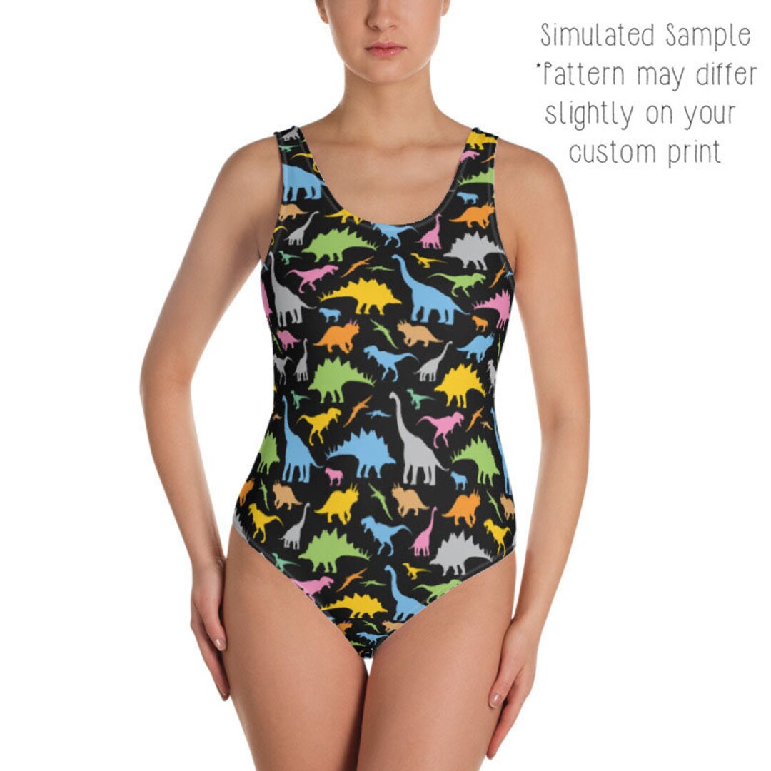 Blue Watercolor Dinos - Women's Dinosaur Bikini