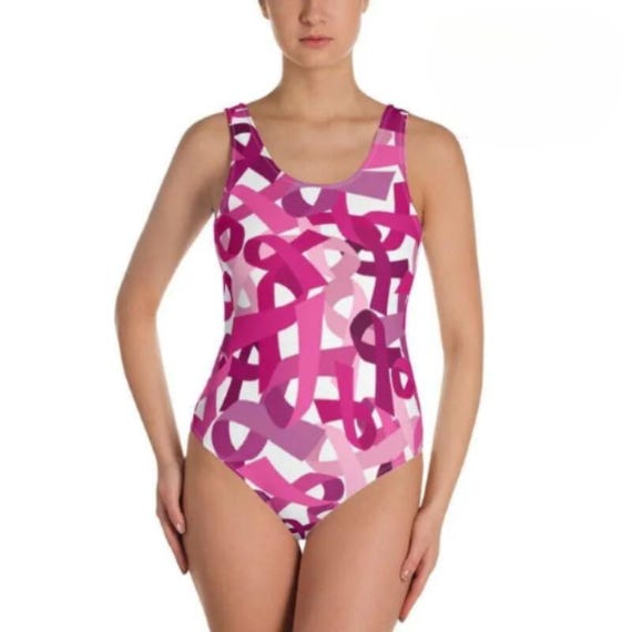 【新品】DIMENSIONAL RIBBON SWIM WEAR Pink Ribbon Swimsuit, Breast Cancer Awareness Bikini, Pink Ribbon