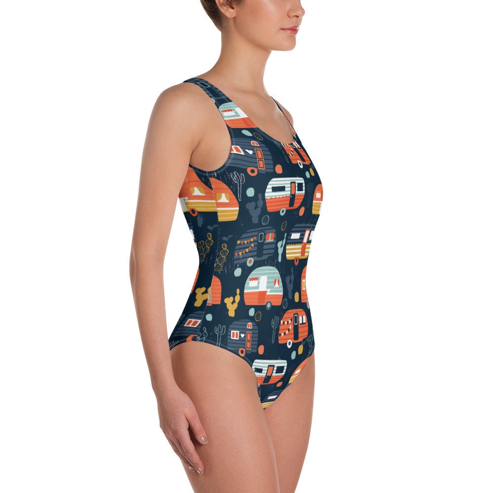 Discover Camper Pattern Bikini, swimsuit, Bathing Suit - Women's, Youth, Kids, Children Tanning, Sun, Ocean, Vacation, Cruise, Flowers, skoolie