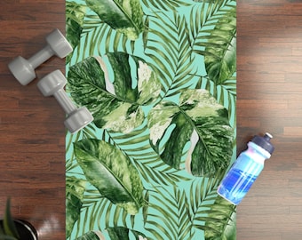 Monstera Pflanzen Yoga-Matte, rutschfeste Gummirücken oder Schaumstoff botanische Dschungel-Blätter Zimmerpflanzen-Liebhaber Übungsmatte, Pflanzendame Geschenk