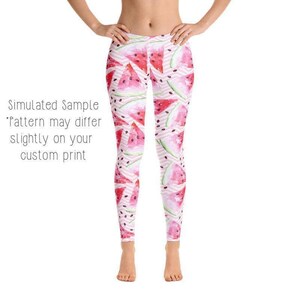 Watermelon Leggings, Juicy Fruit Yoga Pants, Summer Aesthetic, Bright Tropical Picnic Vibes, Sweet Retro Poolside Style, Chevron, Slices