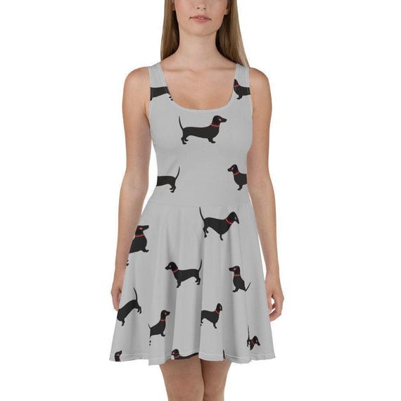 light grey skater dress Gray Dachshund Dress, Bodycon Fitted Dress, Skater Skirt size-chart-kids
