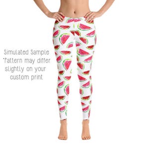 Watermelon Leggings, Juicy Fruit Yoga Pants, Summer Aesthetic, Bright Tropical Picnic Vibes, Sweet Retro Poolside Style, Chevron, Slices