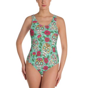SUGAR SKULL Bikini, Swimsuit, Bathing Suit - Women&#39;s, Youth, Kids, Children, Stars, Summer, Swim, Club, Resort, Day of the Dead, Muertos