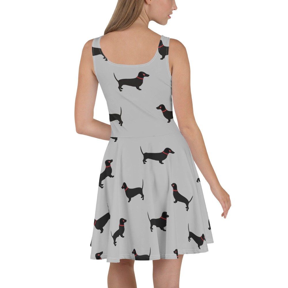 Dachshund Flowy Skater Dress Stretchy Fitted Dress Skater Etsy