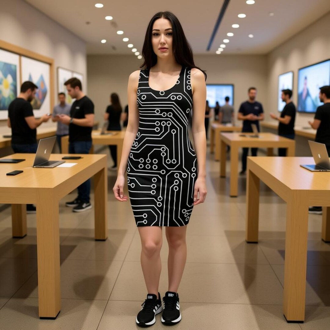 Circuit Board Skater Dress, Computer Circuit Board Bodycon Dress, Tech ...