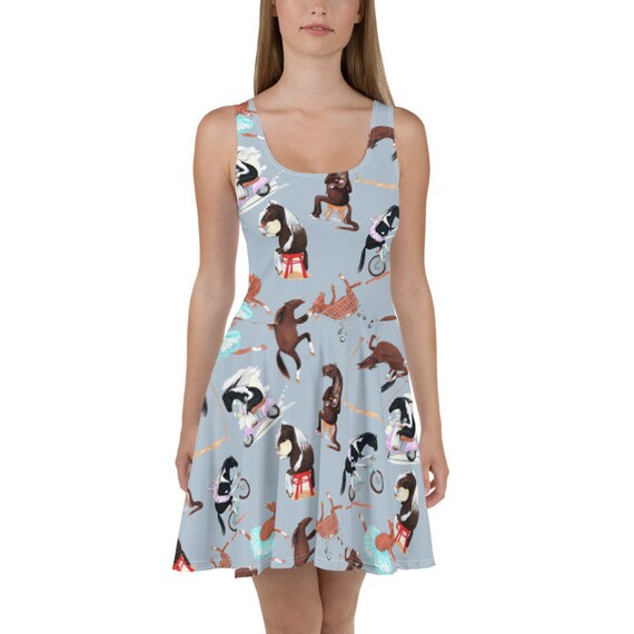 Silly Horse Skater Dress, Bodycon Fitted Dress, Skater Skirt - Women, Ladies, Girls, Fun, Party, Cocktail, Ride Riding, Saddle, Heard