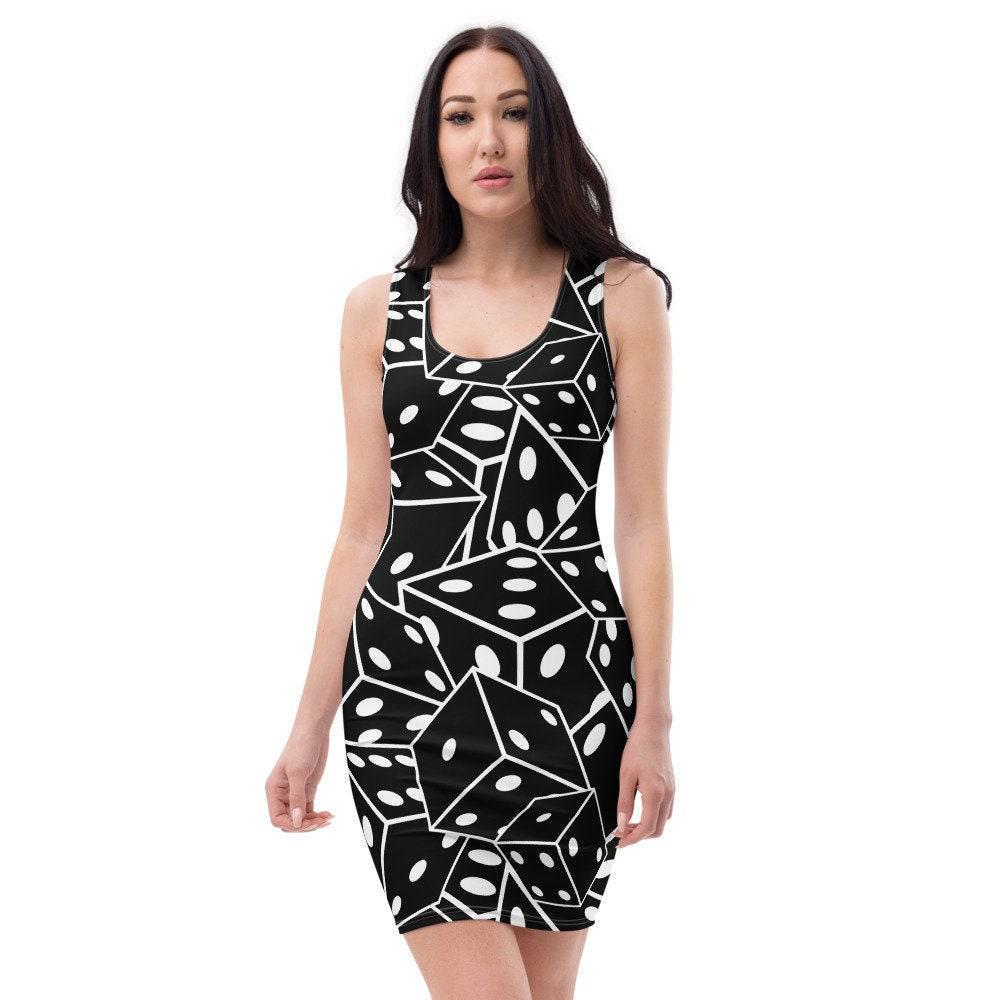 casino party dress Style Prom Outfits, Casino Royale Themed Formal Dresses Great stretch thick satin material Open Back Plunging V neckline Zipper on the lower back Pleated details Maxi Dress Gown Gloves sold separately DICE Skater Dress, Casino Print