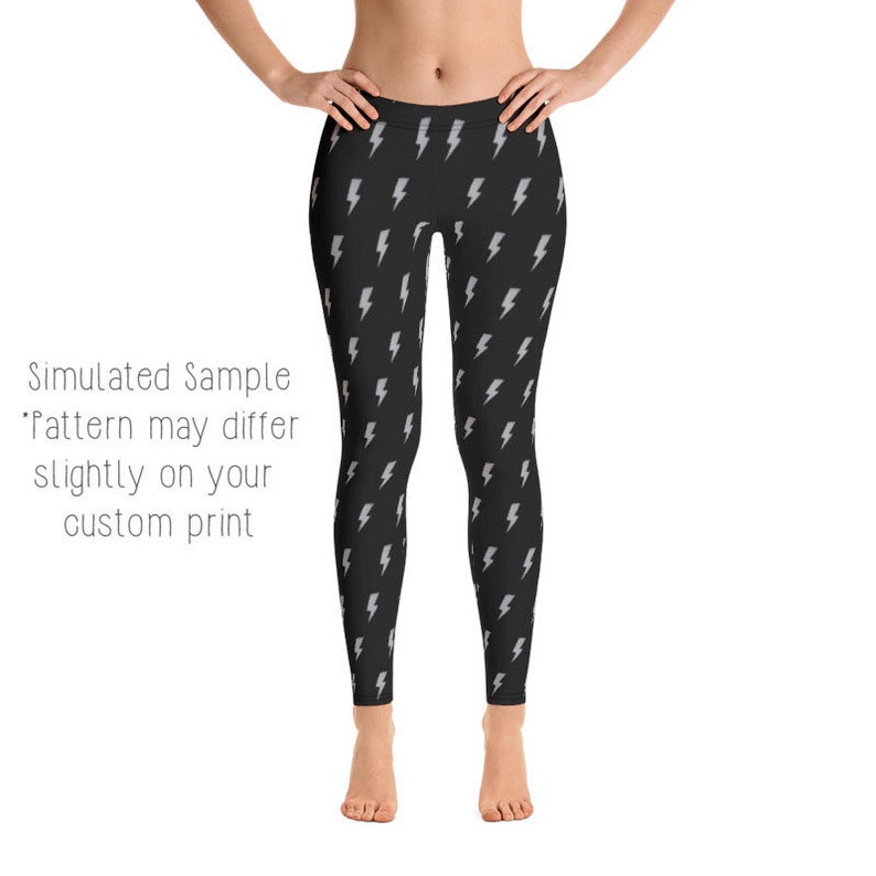 LIGHTNING Bolt Leggings, Capri, Plus, Kids, Shorts, Joggers, Witch, Wizard, Scar, Owl, Weather, Meteorologist, Letter, Bolts, Back and White imagen 1