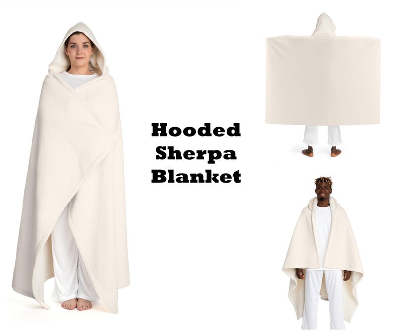 a woman wearing a hooded sherpa blanket
