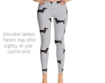 Gray Dachshund Leggings, Cute Dog Print Yoga Pants, Wiener Dog Leggings, Cozy Dog Mom Lounge Wear, Dog Mom Gift, Dog Lover, Doggy, Doggie