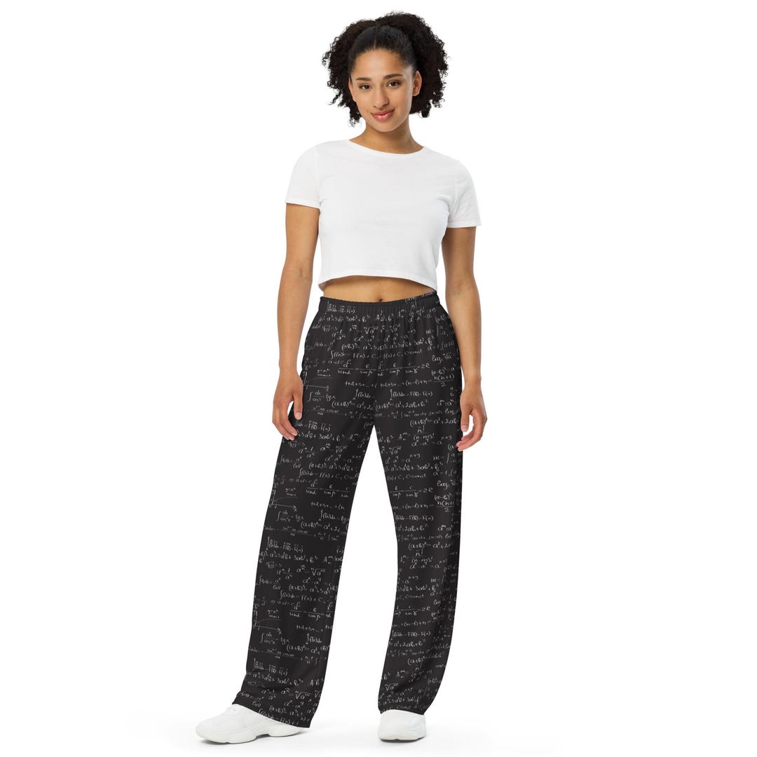 Mathematics Equations Print Wide Leg Lounge Pants, Calculus Unisex ...