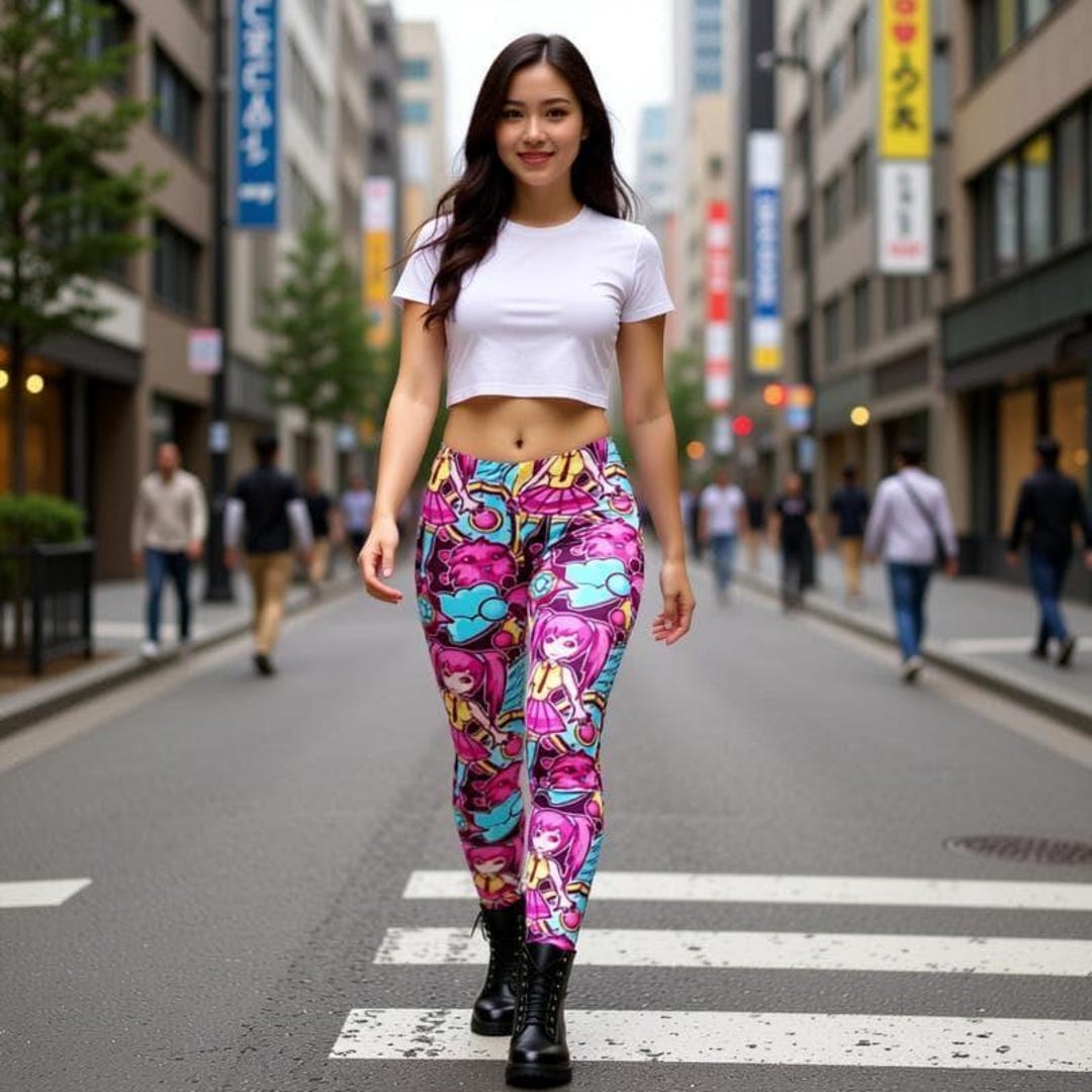 Anime Leggings, Kawaii Cartoon Yoga Pants, Manga Inspired Workout